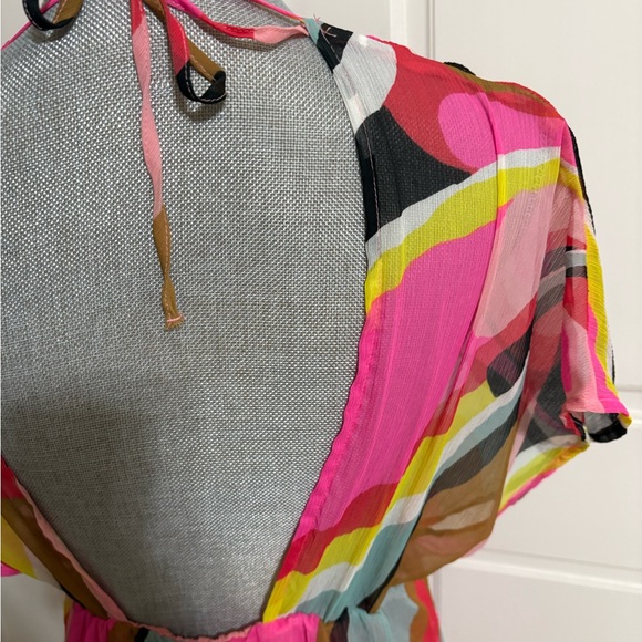 Colorful Abstract Print Maxi Dress Boho Resort Vacation European Summer M - Picture 8 of 13